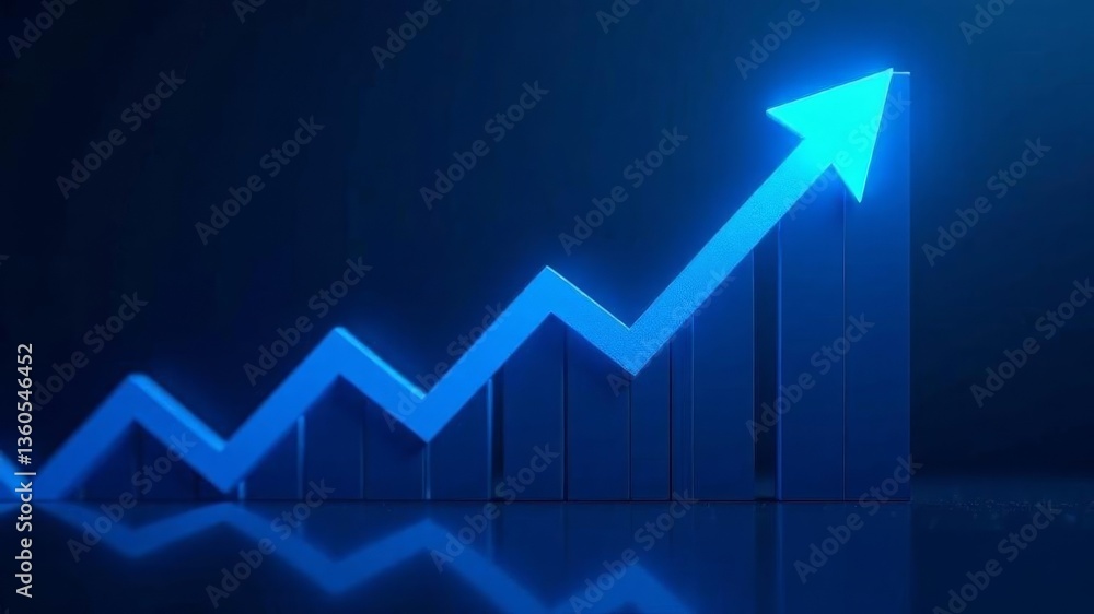 blue arrow pointing up stock growth on dark background blue arrow pointing up stock growth on dark background