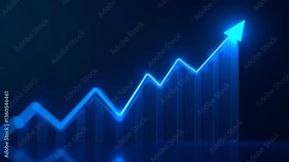 blue arrow pointing up stock growth on dark background blue arrow pointing up stock growth on dark background