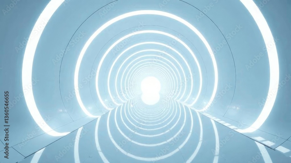 Fototapeta premium bright round white corridor in high tech style
