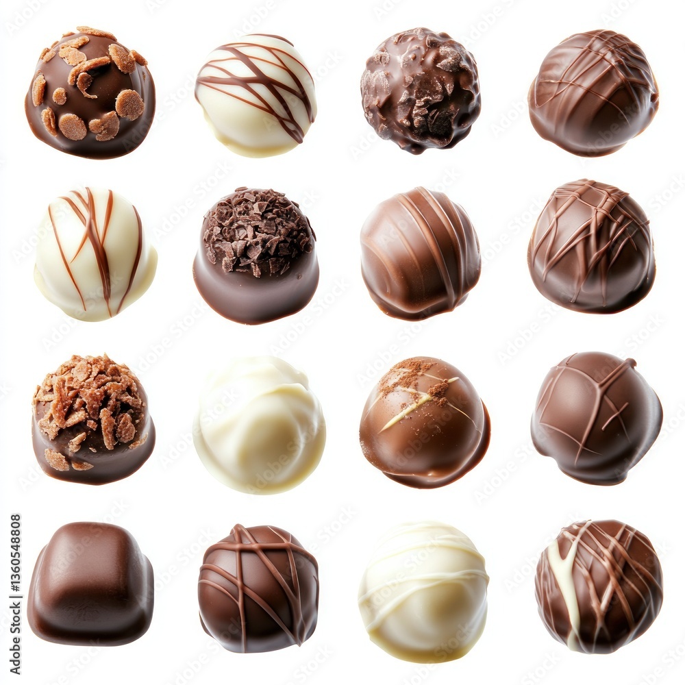 Obraz premium Collection of chocolate pralines isolated on transparent or white background photo