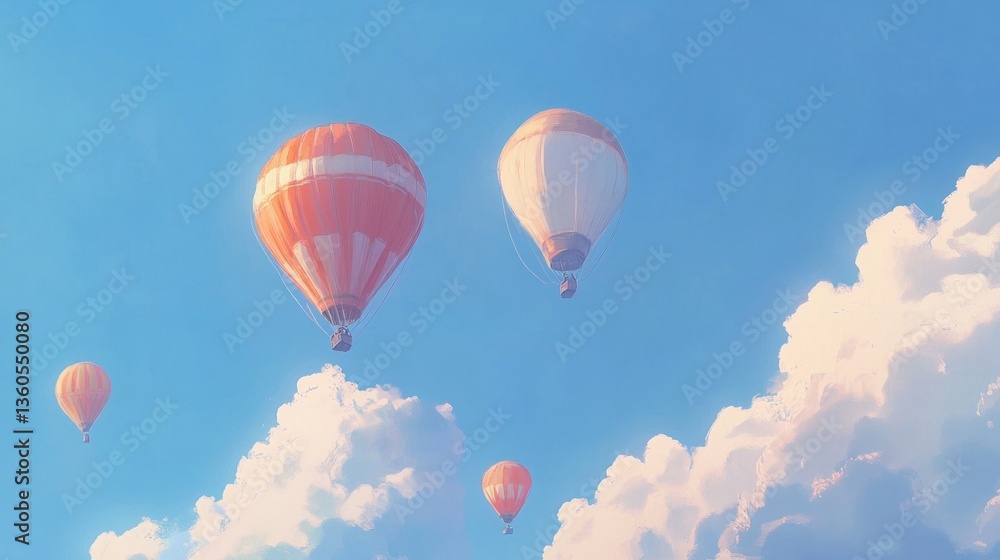 Fototapeta premium Colorful Hot Air Balloons in a Cloudy Sky