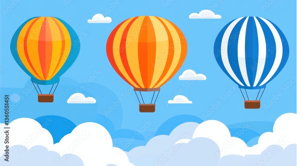 Naklejka premium Colorful Hot Air Balloons in Sky