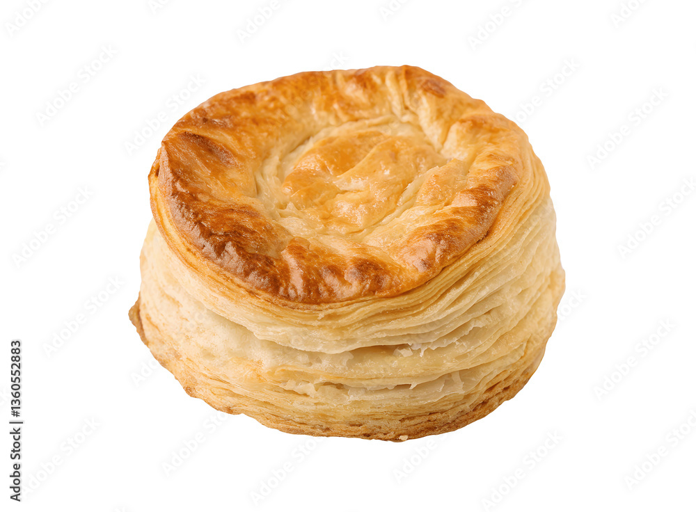 Fototapeta premium Puff pastry pastry isolated on a white background PNG, perfect for food design and culinary visuals. High-quality cutout image for use in digital media