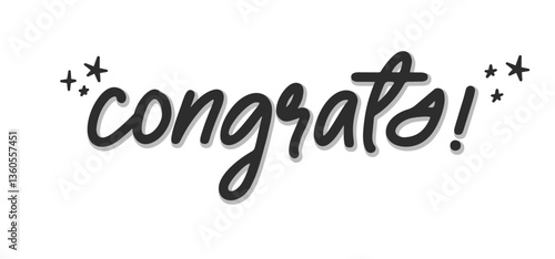 Congrats design with stars, calligraphic message for banner or congratulating card
