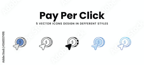 Pay Per Click vector icons set stock illustration