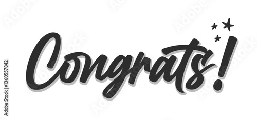 Congrats design with stars, calligraphic message for banner or congratulating card