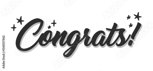 Congrats design with stars, calligraphic message for banner or congratulating card