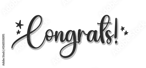 Congrats design with stars, calligraphic message for banner or congratulating card