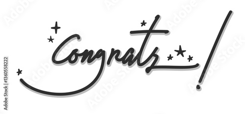 Congrats design with stars, calligraphic message for banner or congratulating card