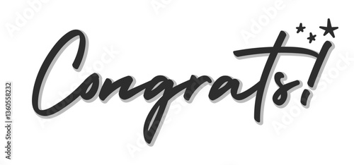 Congrats design with stars, calligraphic message for banner or congratulating card