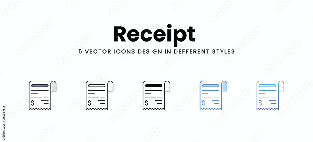 Receipt vector icons set stock illustration Receipt vector icons set stock illustration