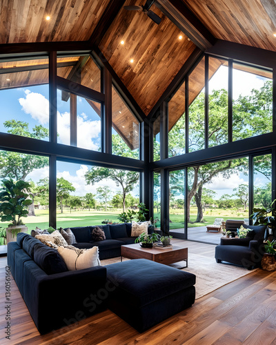 Modern Ranch Living Room with Expansive Windows