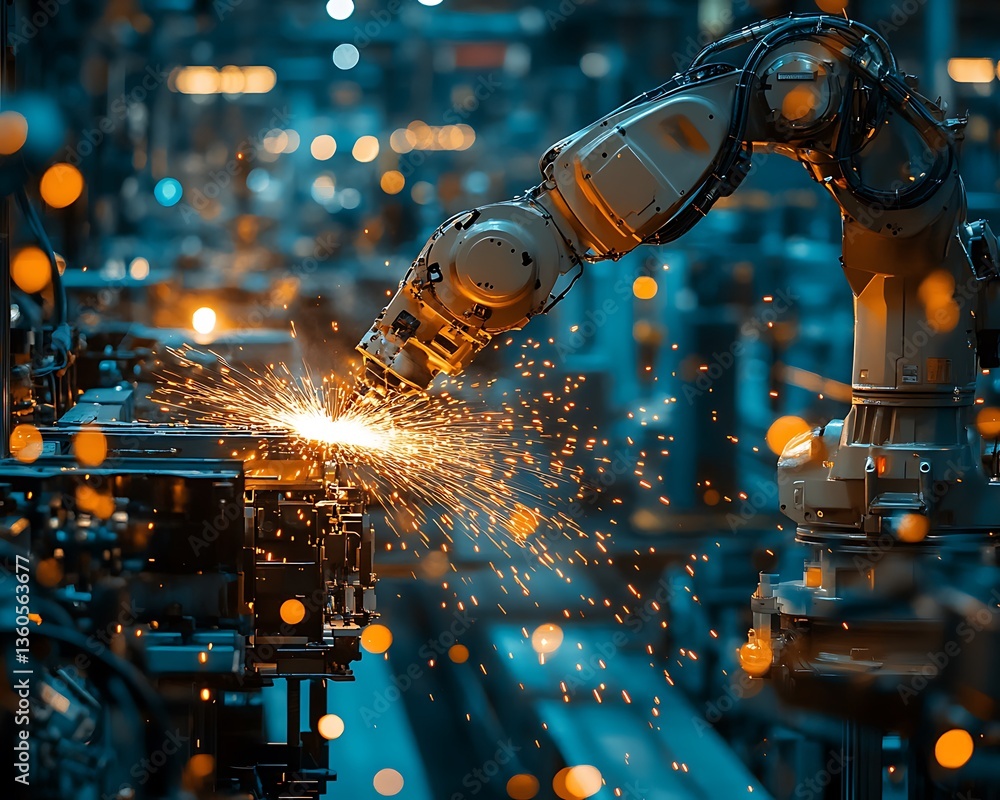 Robotic Welding in Factory. Robotic Welding in Factory.