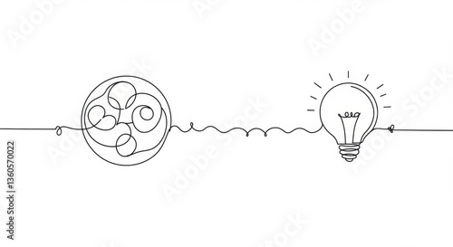 Minimalist Line Drawing of Problem-Solving Process