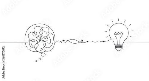 Minimalist Line Drawing of Problem-Solving Process