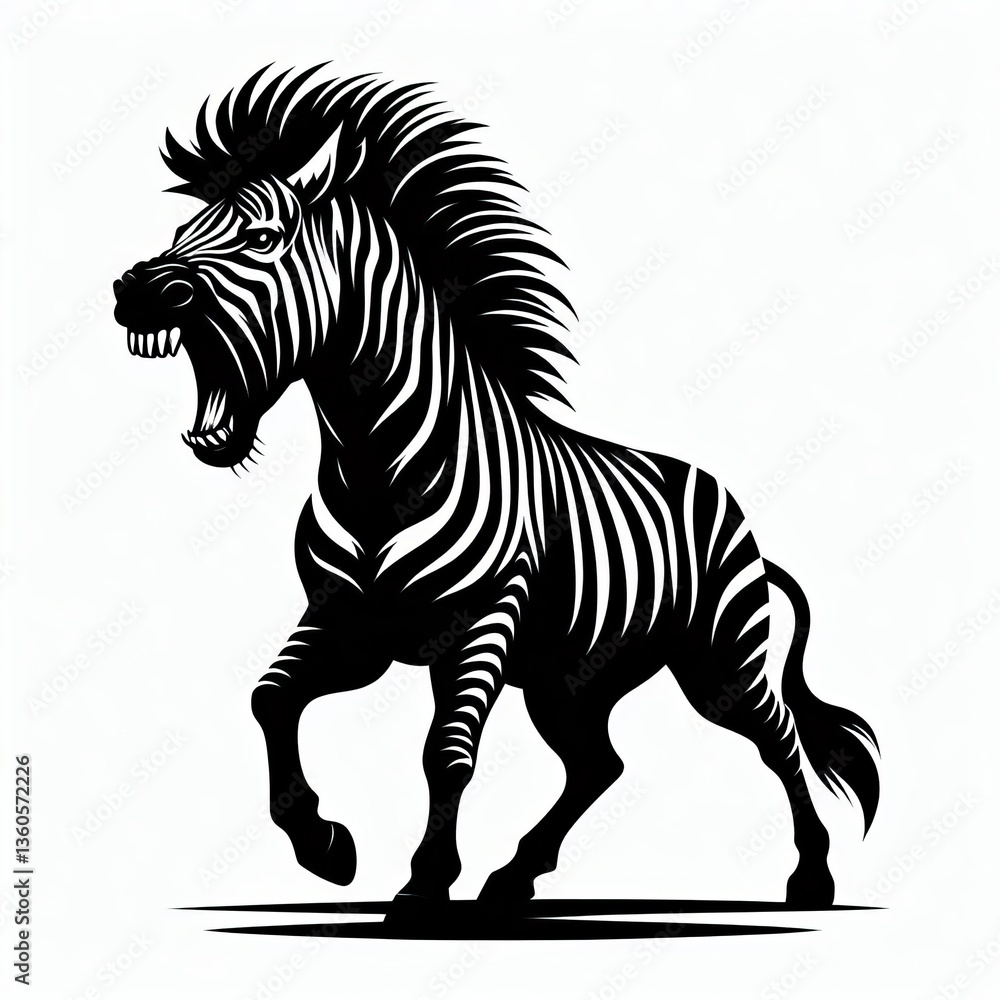 Obraz premium Elegant Black and White Zebra silhouette