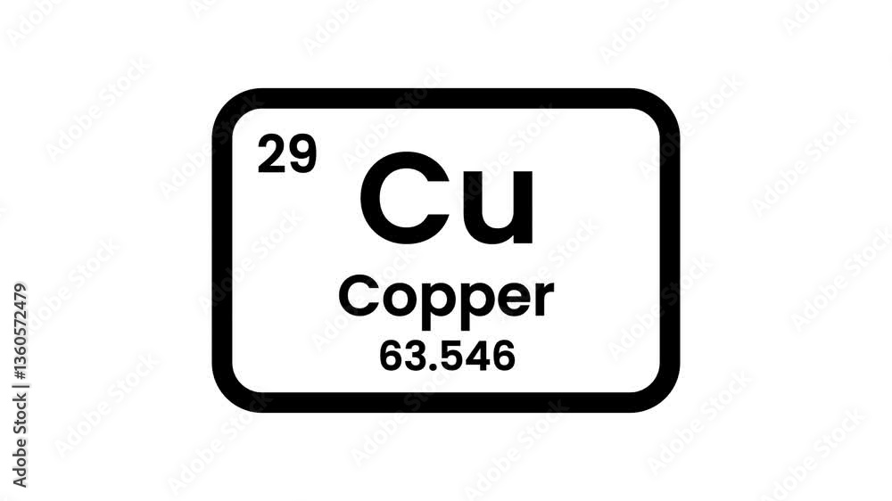 Copper element icon, Periodic table element Copper icon. Element of the periodic table of the Mendeleev system icon animation. Copper element icon, Periodic table element Copper icon. Element of the periodic table of the Mendeleev system icon animation.