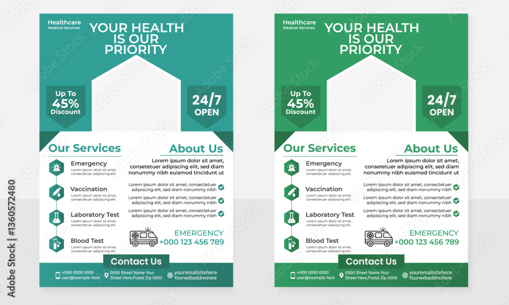 Modern standard medical flyer with gradient cool colour Modern standard medical flyer with gradient cool colour