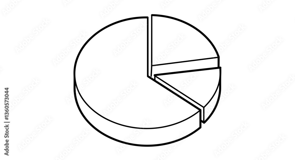 Pie chart illustration in black and white on a plain background Pie chart illustration in black and white on a plain background