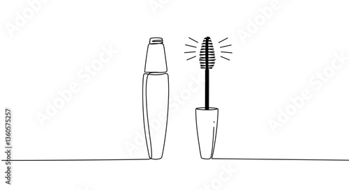 Mascara tube and wand in minimalist style