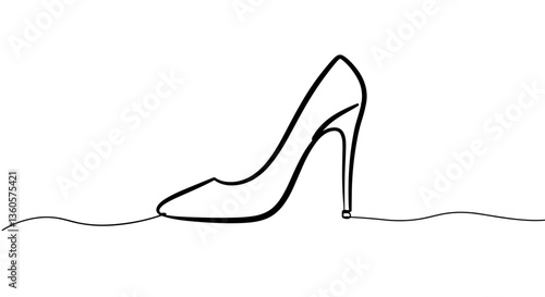 Elegant high heel shoe in minimalist line art