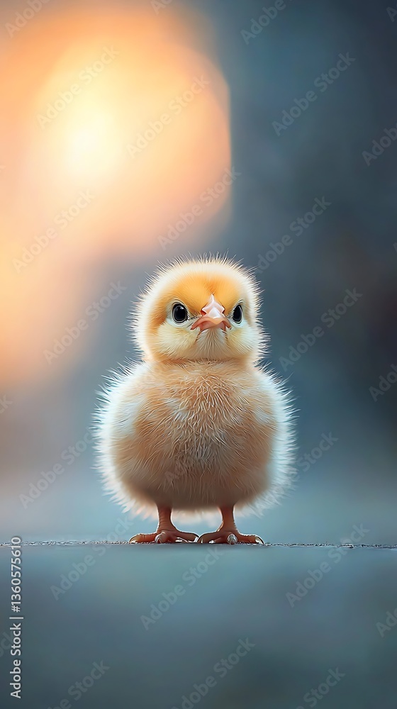 Obraz premium Adorable fluffy yellow baby chick