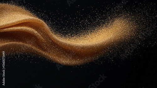 Elegant Golden Glitter Wave on Dark Background