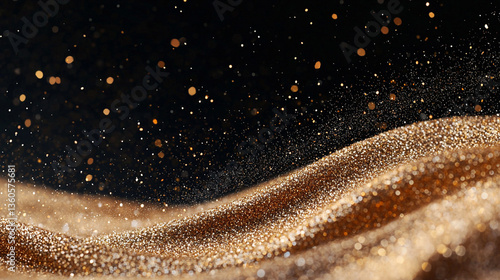 Golden Glitter Wave on Dark Background