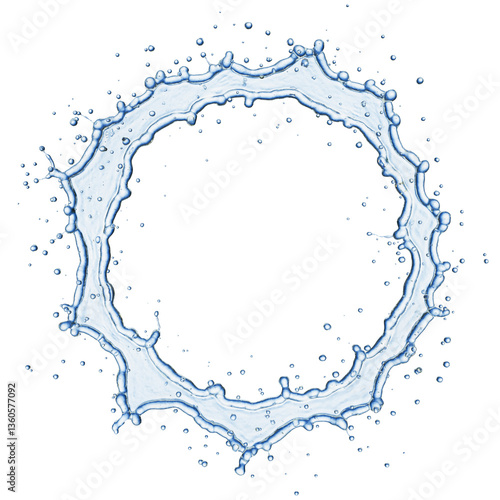 blue water splash isolated on white background