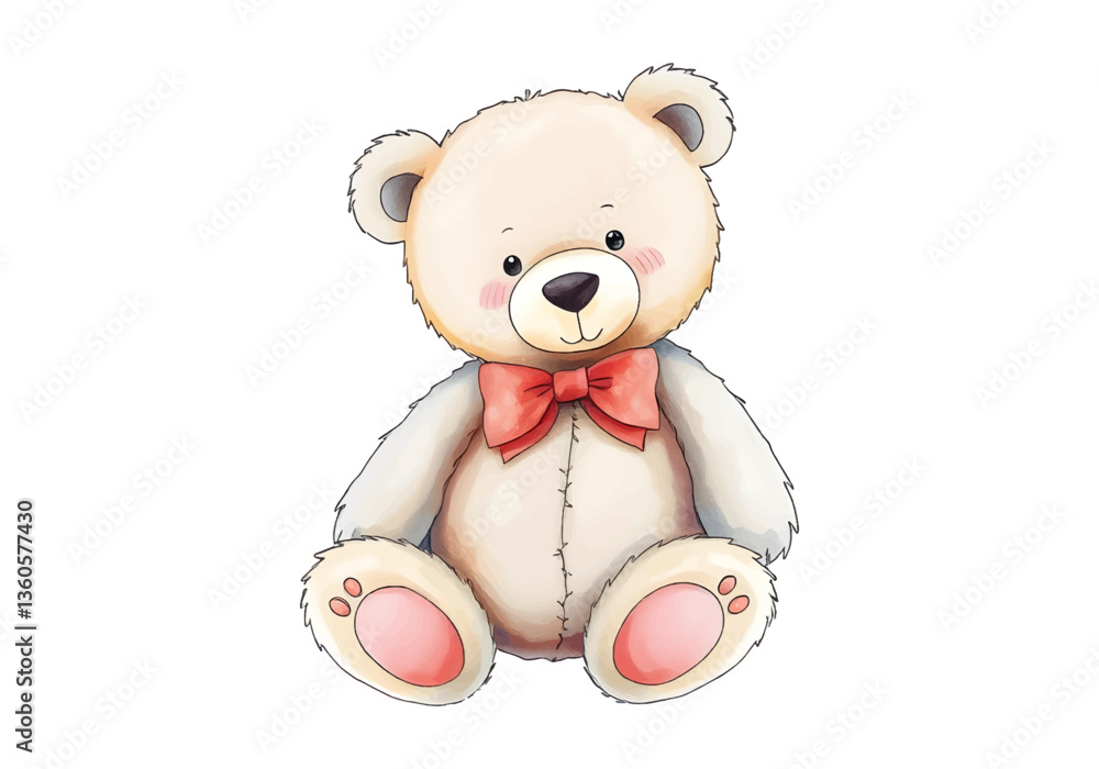 Cute teddy bear in watercolour technique. Vector illustration. Cute teddy bear in watercolour technique. Vector illustration.