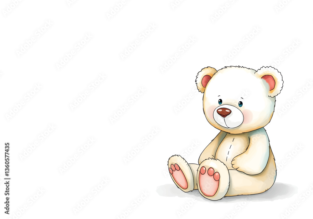 Obraz premium Cute teddy bear in watercolour technique. Vector illustration.