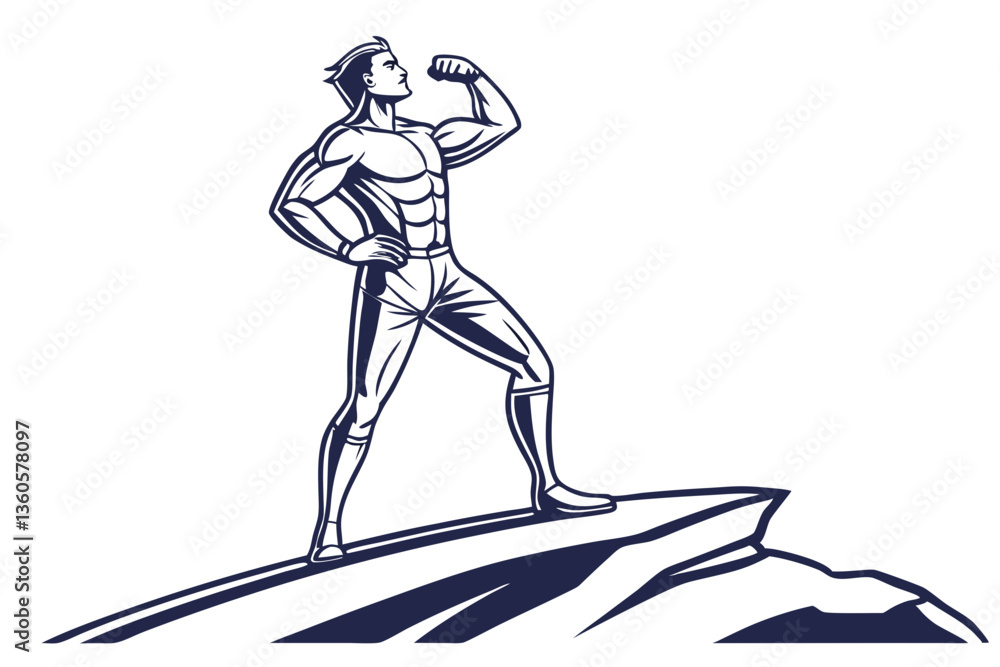 Fototapeta premium Bodybuilder Power Pose Vector Art. Strength and Confidence