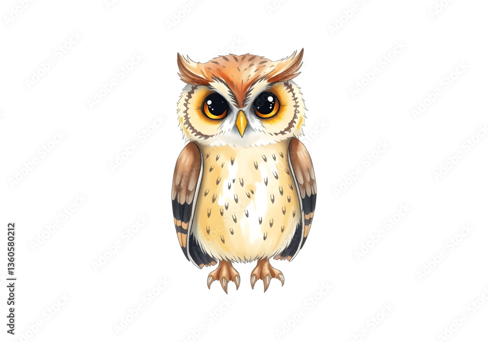 Fototapeta premium Cute owl in watercolour technique. Vector illustration.