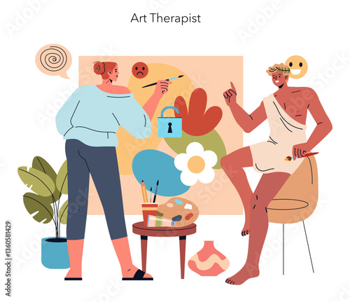 Psychotherapists. Flat Vector Illustration
