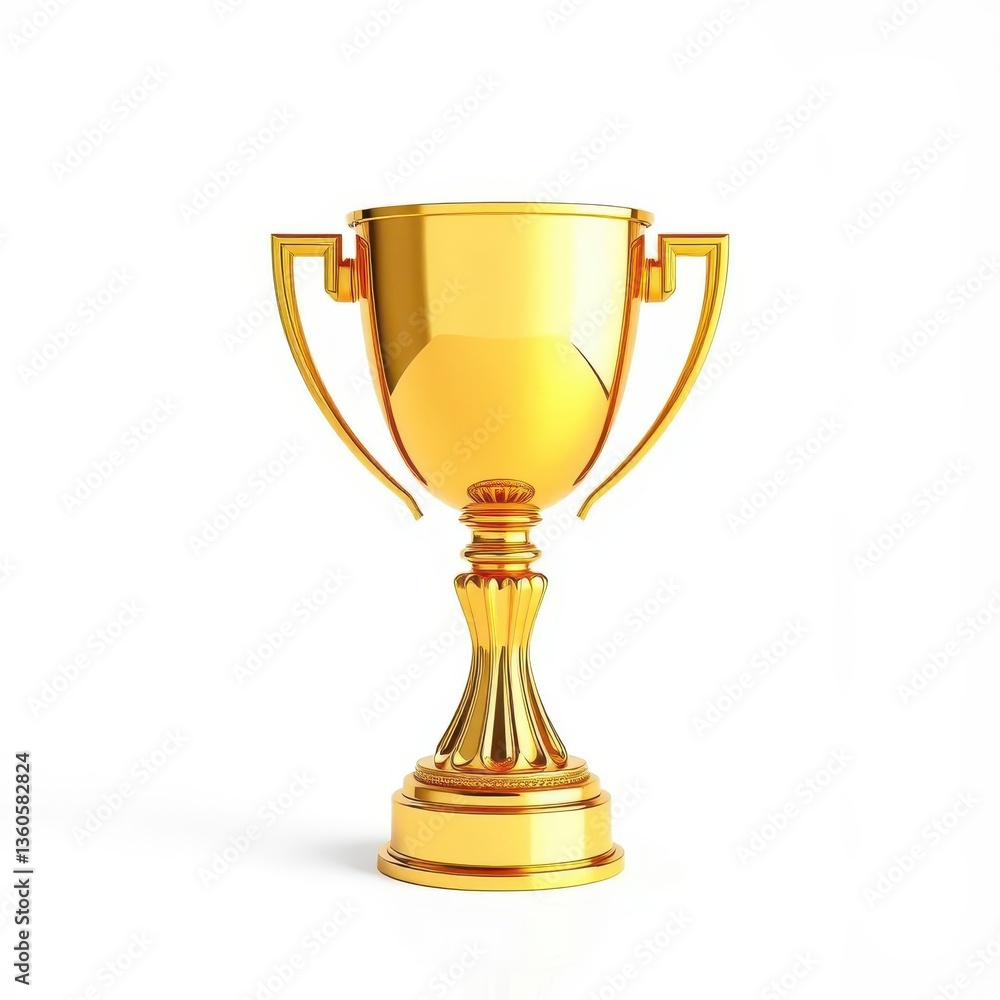 Gleaming golden trophy cup, isolated on pure white background, graphic, element Gleaming golden trophy cup, isolated on pure white background, graphic, element
