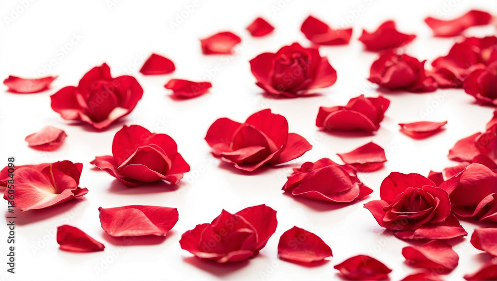 Elegant Red Rose Petals Isolated on a White Background for Romantic Occasions Elegant Red Rose Petals Isolated on a White Background for Romantic Occasions