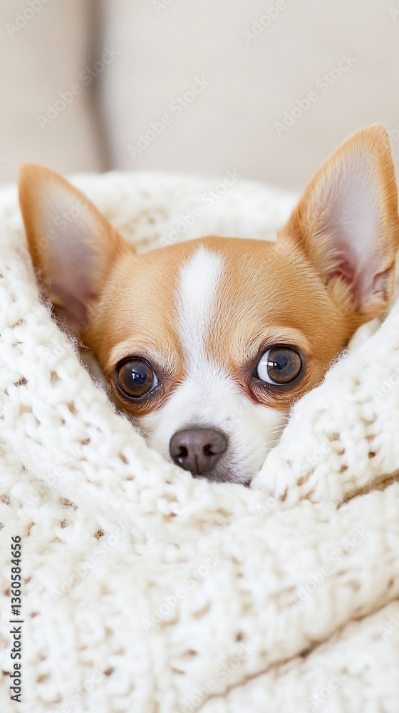 Adorable Chihuahua Puppy Snuggles Blanket Adorable Chihuahua Puppy Snuggles Blanket