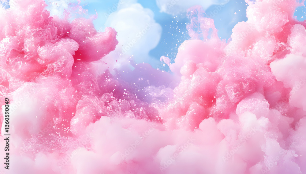 Fototapeta premium Pink Ink Exploding Underwater, Dreamy Background