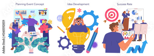 Event Agency. Flat Vector Illustration