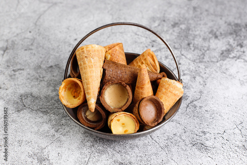 Variety of mini waffle cones.