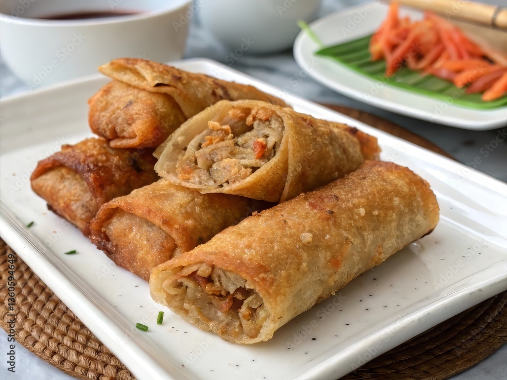Crispy Golden Spring Rolls – Authentic Asian Appetizer with Flavorful Filling Generative With AI Crispy Golden Spring Rolls – Authentic Asian Appetizer with Flavorful Filling Generative With AI