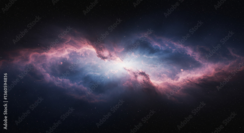 Vibrant Nebula in Deep Space Displaying Pink And Blue Hues Against A Dark Starry Background Vibrant Nebula in Deep Space Displaying Pink And Blue Hues Against A Dark Starry Background