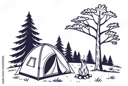 Outdoor Campfire and Tent Vector Art for Nature Lovers