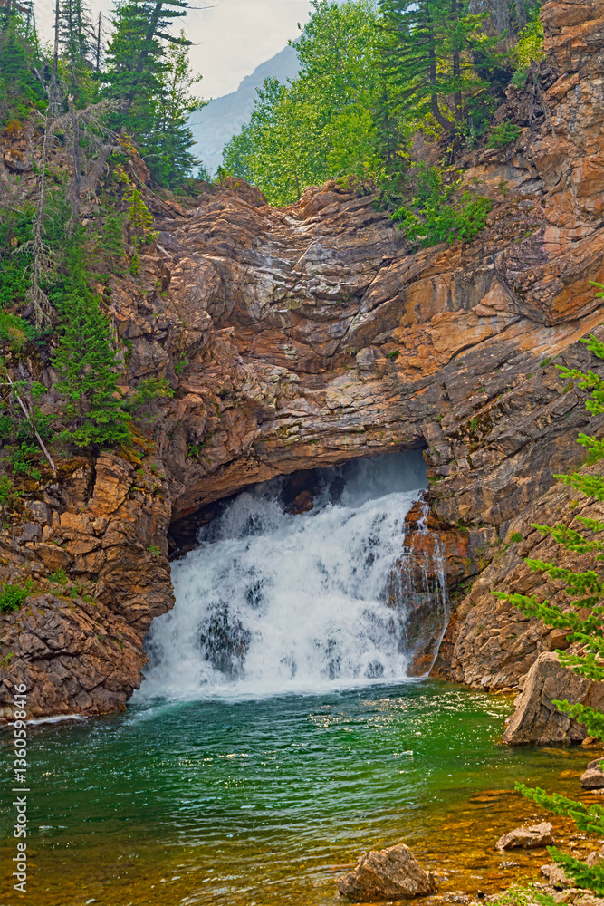 Waterfall Coming Through a Tunnel