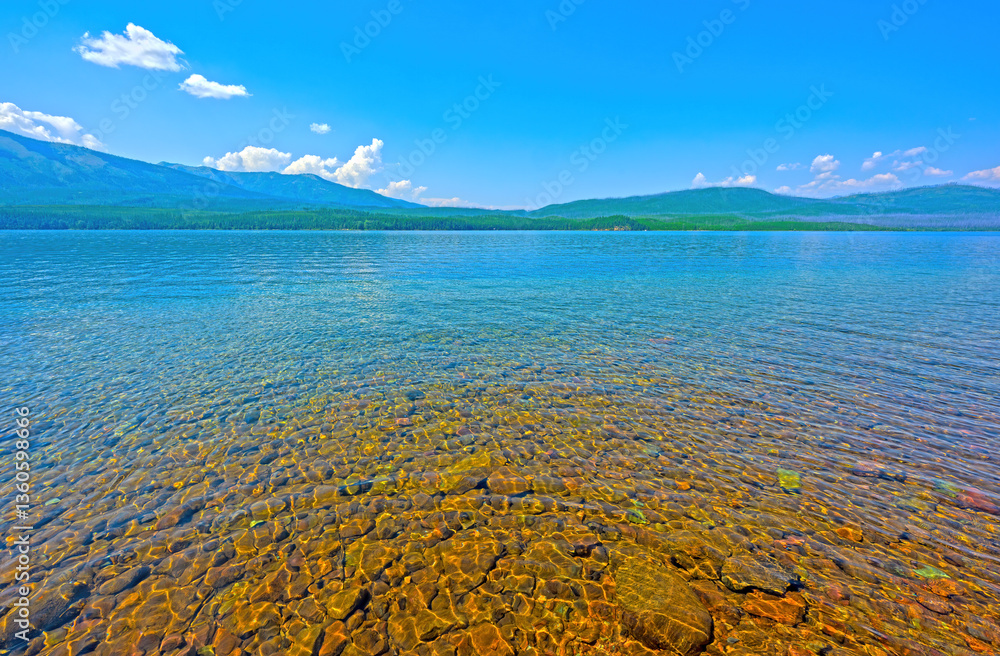 Rocks Showing in the Clear Waters of a Mountain Lake