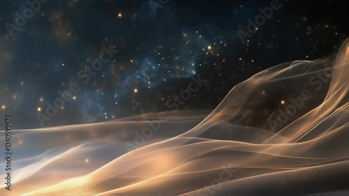 Venture through the vastness of space where light waves dance among twinkling stars.