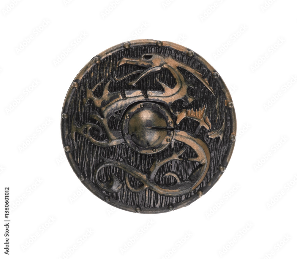 Foto ancient viking shield isolated on white background
