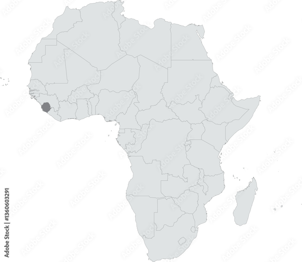 Obraz premium Detailed national location map of SIERRA LEONE within the great continent of Africa
