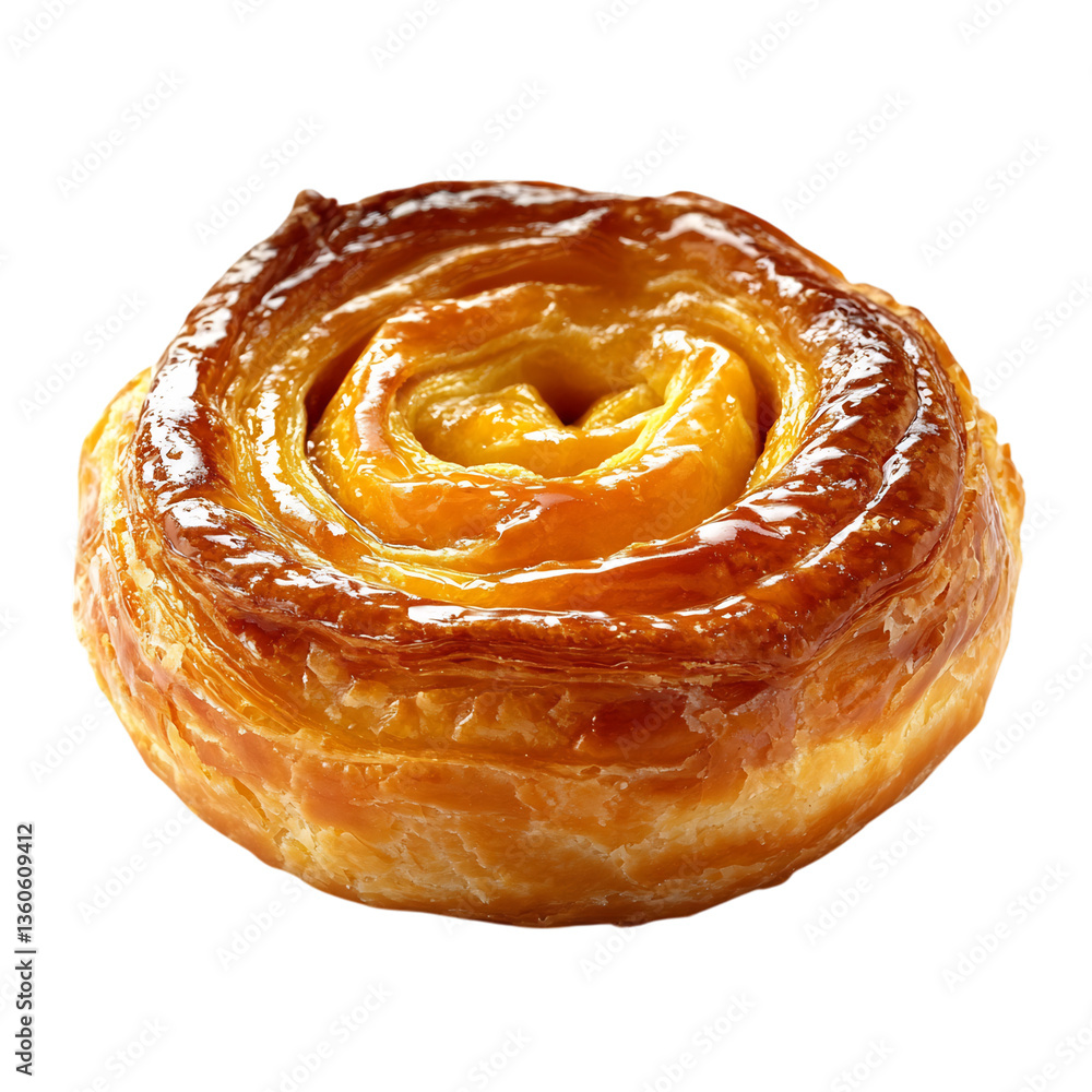 A Single Buttery Kouign Amann Pastry with Caramelized Sugar Isolated on Transparent Background A Single Buttery Kouign Amann Pastry with Caramelized Sugar Isolated on Transparent Background