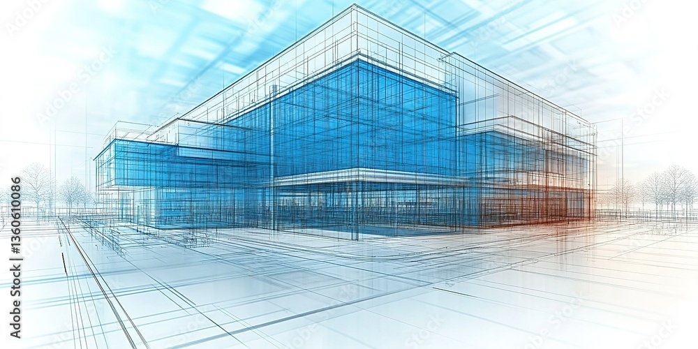 Modern architectural design showcases a futuristic building with a glass facade and geometric lines set in an urban environment Modern architectural design showcases a futuristic building with a glass facade and geometric lines set in an urban environment
